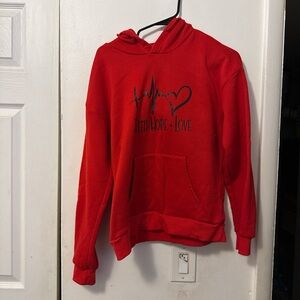 Red Hoodie with Faith Hope Love Design